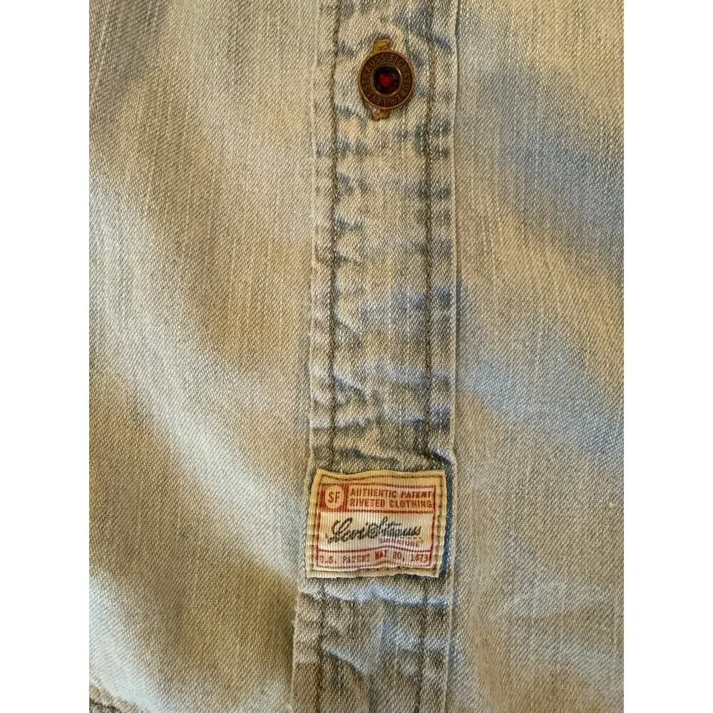 Vintage Levi's Stauss Denim Button Down Long Sleeve Shirt Men XL Y2K
